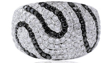 LARGE 1.93CT WHITE & BLACK DIAMOND 14KT WHITE GOLD MULTI ROW PAVE SWIRL FUN RING