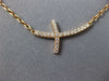 ESTATE .23CT DIAMOND 18KT ROSE GOLD 3D SIDEWAYS CLASSIC CROSS NECKLACE