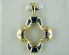 ESTATE .06CT DIAMOND & AAA OPAL 14KT YELLOW GOLD 3D LEAF CLOVER FLOWER PENDANT