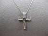 ESTATE .08CT DIAMOND 14KT WHITE GOLD 3D CLASSIC SOLITAIRE CROSS FLOATING PENDANT