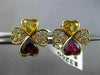 ANTIQUE 2.85CT DIAMOND & MULTI GEM 18KT YELLOW GOLD DOUBLE HEART EARRINGS #2875
