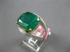 ESTATE EXTRA LARGE 12.61CT DIAMOND & AAA EMERALD 18K 2 TONE GOLD ENGAGEMENT RING