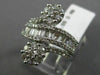 ESTATE LARGE 2.55CT ROUND & BAGUETTE DIAMOND 18KT WHITE GOLD DOUBLE FLOWER RING