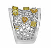 EXTRA LARGE 2.33CT WHITE & FANCY YELLOW DIAMOND 18K 2 TONE GOLD MULTI SHAPE RING