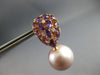 ESTATE LARGE 3.75CT DIAMOND & AMETHYST & PINK SOUTH SEA PEARL 18K ROSE GOLD 3D EARRINGS