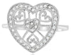 ESTATE .23CT DIAMOND 14K WHITE GOLD 3D ROUND MULTI HEART OPEN FILIGREE LOVE RING