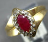 ESTATE .99CT DIAMOND & AAA RUBY 14KT YELLOW GOLD 3D MARQUISE & ROUND FUN RING