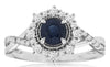 1.10CT DIAMOND & AAA SAPPHIRE 14KT WHITE GOLD 3D ROUND FLOWER INFINITY LOVE RING