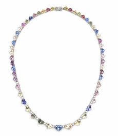 40.97CT DIAMOND & AAA SAPPHIRE 18KT WHITE GOLD HEART SHAPE & ROUND LOVE NECKLACE