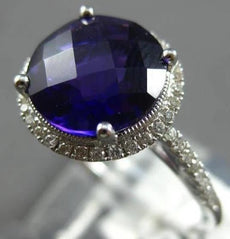 LARGE 2.66CT DIAMOND & AAA AMETHYST 14KT WHITE GOLD ROUND HALO FILIGREE FUN RING