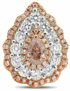 GIA LARGE 2.07CT WHITE & PINK DIAMOND 18KT WHITE & ROSE GOLD 3D CLIP ON EARRINGS