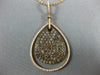 LARGE 2.03CT WHITE & CHOCOLATE FANCY DIAMOND 18KT ROSE GOLD 3D TEAR DROP PENDANT