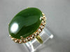 ANTIQUE LARGE AAA JADE 14KT YELLOW & ROSE GOLD 3D OVAL FILIGREE LOVE RING #26411