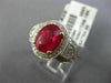 ESTATE LARGE EGL 3.76CT DIAMOND & RUBY 18K TWO TONE GOLD 3 STONE ENGAGEMENT RING