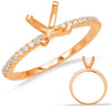 .16CT DIAMOND 14K ROSE GOLD FOUR PRONG SEMI ETERNITY SEMI MOUNT ENAGAGEMENT RING