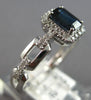 ESTATE .83CT DIAMOND & AAA SAPPHIRE 14K WHITE GOLD EMERALD CUT & ROUND LOVE RING
