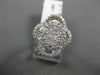 ESTATE LARGE 1.08CT DIAMOND 18KT WHITE GOLD 3D CLUSTER FLORAL FUN COCKTAIL RING