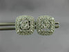 LARGE .67CT DIAMOND 18KT WHITE GOLD 3D SQUARE HALO CLUSTER STUD JACKET EARRINGS