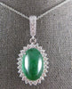 LARGE 8CT DIAMOND & AAA EMERALD 14KT WHITE GOLD 3D OVAL & ROUND PENDANT #27164