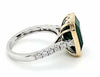 LARGE 6.42CT DIAMOND & AAA EMERALD 18KT 2 TONE GOLD 3D SOLITAIRE ENGAGEMENT RING