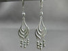 ANTIQUE LONG SEASHELL 14KT WHITE GOLD DIAMOND CUT CHANDELIER EARRINGS #19425