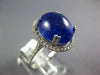ESTATE LARGE 11.73CT DIAMOND & AAA SAPPHIRE 14KT WHITE GOLD OVAL CABOCHON RING