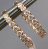 ESTATE .82CT DIAMOND 14KT ROSE GOLD 3D CLASSIC 2mm OVAL HUGGIE HANGING EARRINGS