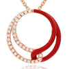 .27CT DIAMOND & RED ENAMEL 14KT ROSE GOLD 3D CIRCULAR LOVE KNOT FLOATING PENDANT