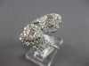 LARGE 1.3CT DIAMOND 14KT WHITE GOLD 3D ROUND & BAGUETTE DOUBLE HEART LOVE RING