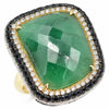LARGE 10.72CT DIAMOND & AAA EMERALD 18KT YELLOW GOLD 3D DOUBLE HALO FUN RING