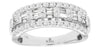 WIDE 1CT DIAMOND 14KT WHITE GOLD ROUND & BAGUETTE SEMI ETERNITY ANNIVERSARY RING