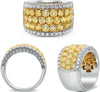 LARGE 3.27CT WHITE & FANCY YELLOW DIAMOND 18K 2 TONE GOLD ROUND ANNIVERSARY RING