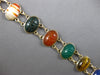 ANTIQUE EXTRA LARGE MULTI COLOR GEM 14KT YELLOW GOLD HANDCRAFTED BRACELET #27931