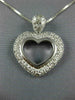 ANTIQUE 2.20CT DIAMOND 18KT WHITE GOLD 3D CLASSIC OPEN HEART PAVE PENDANT #1082