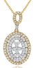 1.0CT DIAMOND 18K 2 TONE GOLD 3D CLASSIC FLORAL DOUBLE OVAL FUN FLOATING PENDANT