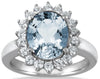 LARGE 4.72CT DIAMOND & AAA AQUAMARINE 14KT WHITE GOLD 3D OVAL & ROUND LOVE RING