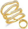 ESTATE WIDE .60CT DIAMOND 14K YELLOW GOLD 3D MULTI ROW CRISS CROSS WAVE FUN RING