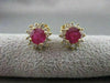 ANTIQUE 2.15CTW DIAMOND RUBY 14KT YLW GOLD ROUND CLUSTER PUSHBACK EARRINGS #1765