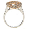 LARGE .80CT WHITE & PINK DIAMOND 18K WHITE & ROSE GOLD FILIGREE FLORAL LEAF RING