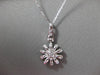 ANTIQUE LARGE .30CT DIAMOND 14K WHITE GOLD 3D SUN FLOWER ETOILE PENDANT #1885