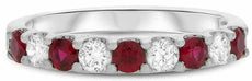 ESTATE .83CT DIAMOND & AAA RUBY 14K WHITE GOLD 3D SEMI ETERNITY ANNIVERSARY RING