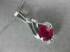 ESTATE 1.54CT DIAMOND & AAA RUBY 14K WHITE GOLD CLASSIC TEAR DROP PENDANT #12091