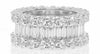 LARGE 9.97CT DIAMOND 18KT WHITE GOLD 3D ROUND & BAGUETTE 3 ROW ANNIVERSARY RING
