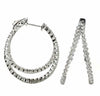 LARGE 4.20CT DIAMOND 18KT WHITE GOLD 3D V SHAPE INSIDE OUT HOOP HANGING EARRINGS