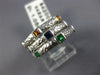 ESTATE WIDE 1.05CT AAA MULTI GEM 18KT WHITE GOLD 3D HAMMERED TRINITY RING #1650