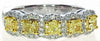 1.71CT WHITE & FANCY YELLOW DIAMOND 18KT 2 TONE GOLD 3D CUSHION ANNIVERSARY RING