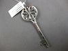 LARGE .18CT DIAMOND 14KT WHITE GOLD 3D FLOWER KEY TO YOUR HEART FLOATING PENDANT
