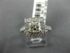 GIA 1.48CT ROUND & ASSCHER DIAMOND 14K WHITE GOLD 3D HALO SQUARE ENGAGEMENT RING