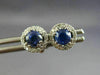 ESTATE 1.18CT DIAMOND & AAA SAPPHIRE 18KT WHITE GOLD 3D ROUND HALO STUD EARRINGS