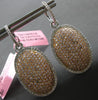 LARGE 3.61CT WHITE & PINK DIAMOND 18KT WHITE & ROSE GOLD OVAL HALO FUN EARRINGS